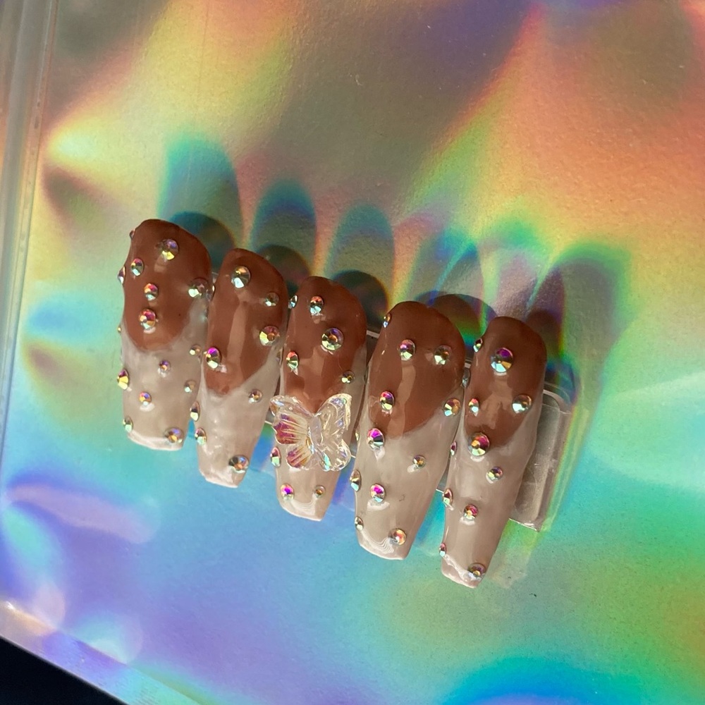 Medium Coffin Butterfly Frenchies:press ons